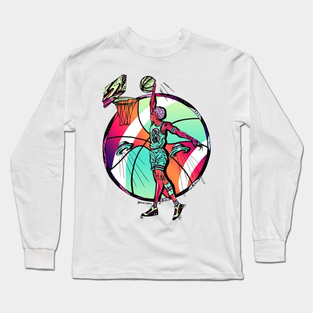 Blue Red Blend Legendary Baller Number 8 Long Sleeve T-Shirt by kenallouis